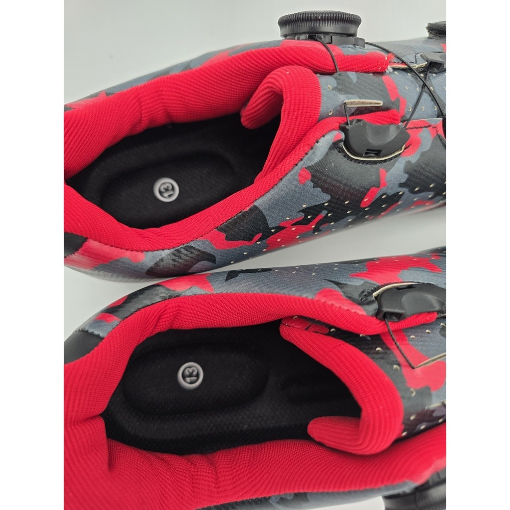Speed Cycling Shoes Mens Size 13 Black Red Camouflage 3 Cleat Speed Tie Strap - Picture 2 of 10